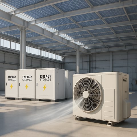 Moderne Industriehalle mit installierten PV-Module